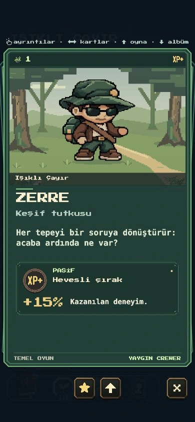 Zerre’nin koleksiyon kartının ön yüzü